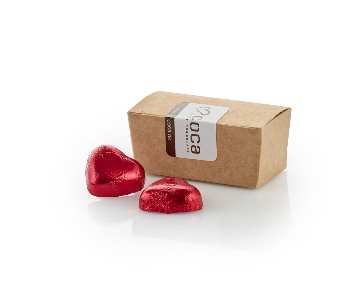 Brun ballotin, 2 stk. Røde chokolade hjerter, 14 g.