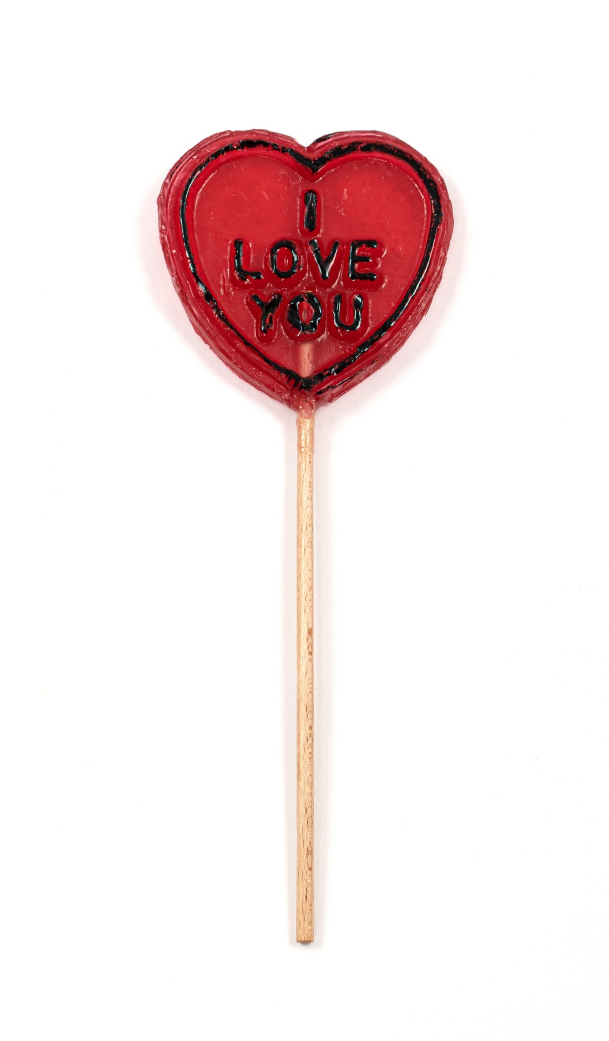 Slikkepind stempel - 75 gr. I love you (sort skrift)