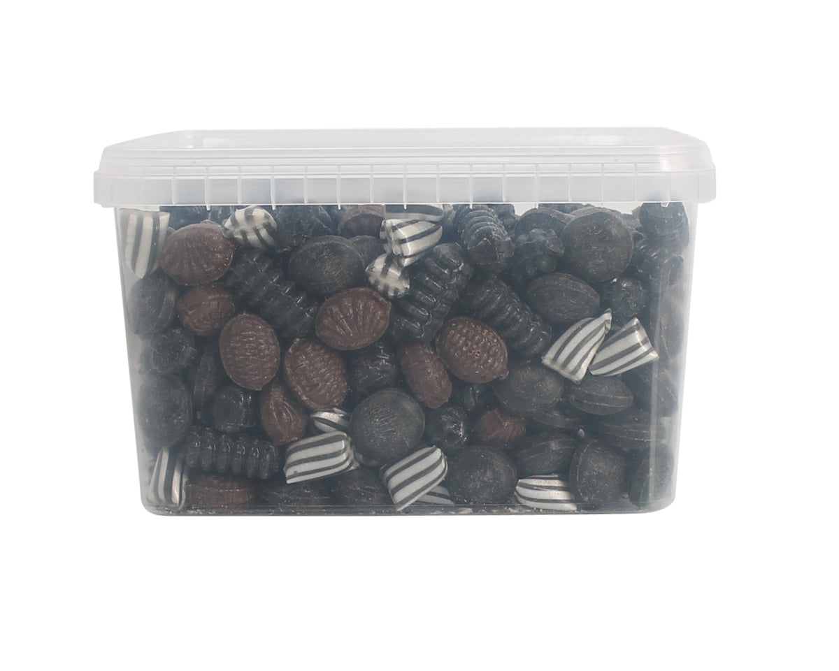 Bulk 2 kg - firkantet bøtter - Sukkerfri Lakridsblanding