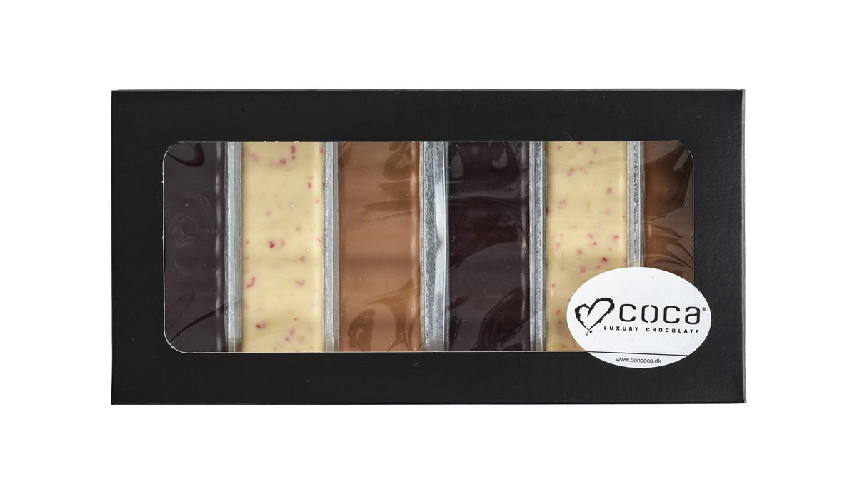 Sort rudeæske, 6 stk. Chokoladestænger, 150 g.