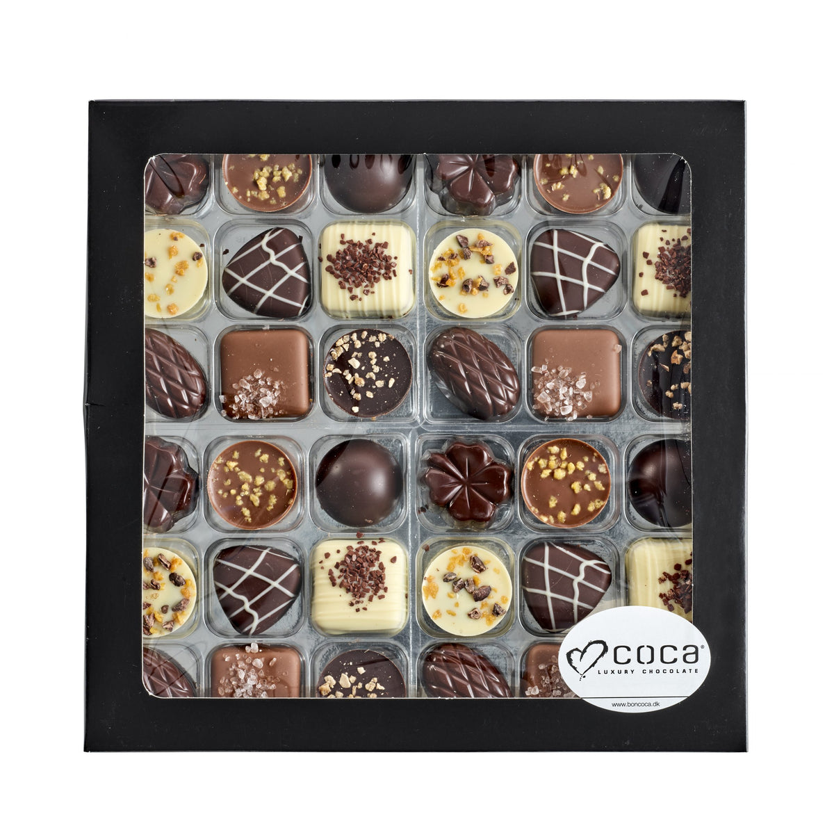 Sort rudeæske, 36 stk. Luksus chokolade, 360 g.