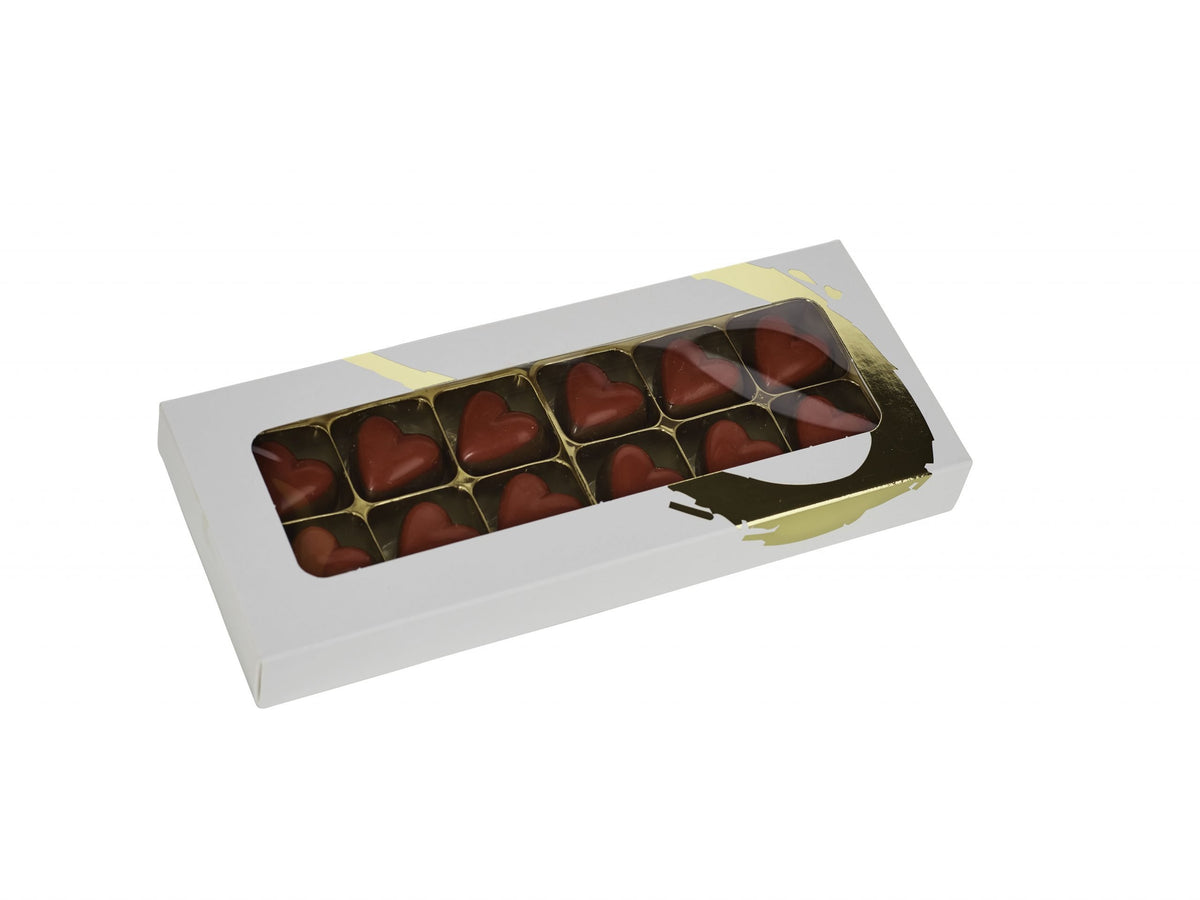 Silverheart rudeæske guld/hvid, 12 stk. SweetHearts, 135 g.