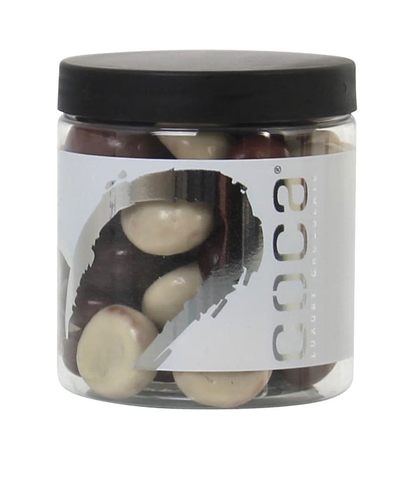Silverheart dåse sølv/hvid, Pebernødder m/ chokoladeovertræk, 130 g.