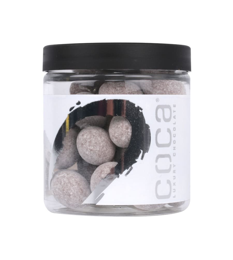 Silverheart dåse sølv/hvid, Mandler m/ mælkechokolade & flormelis (Snemandler), 150 g.