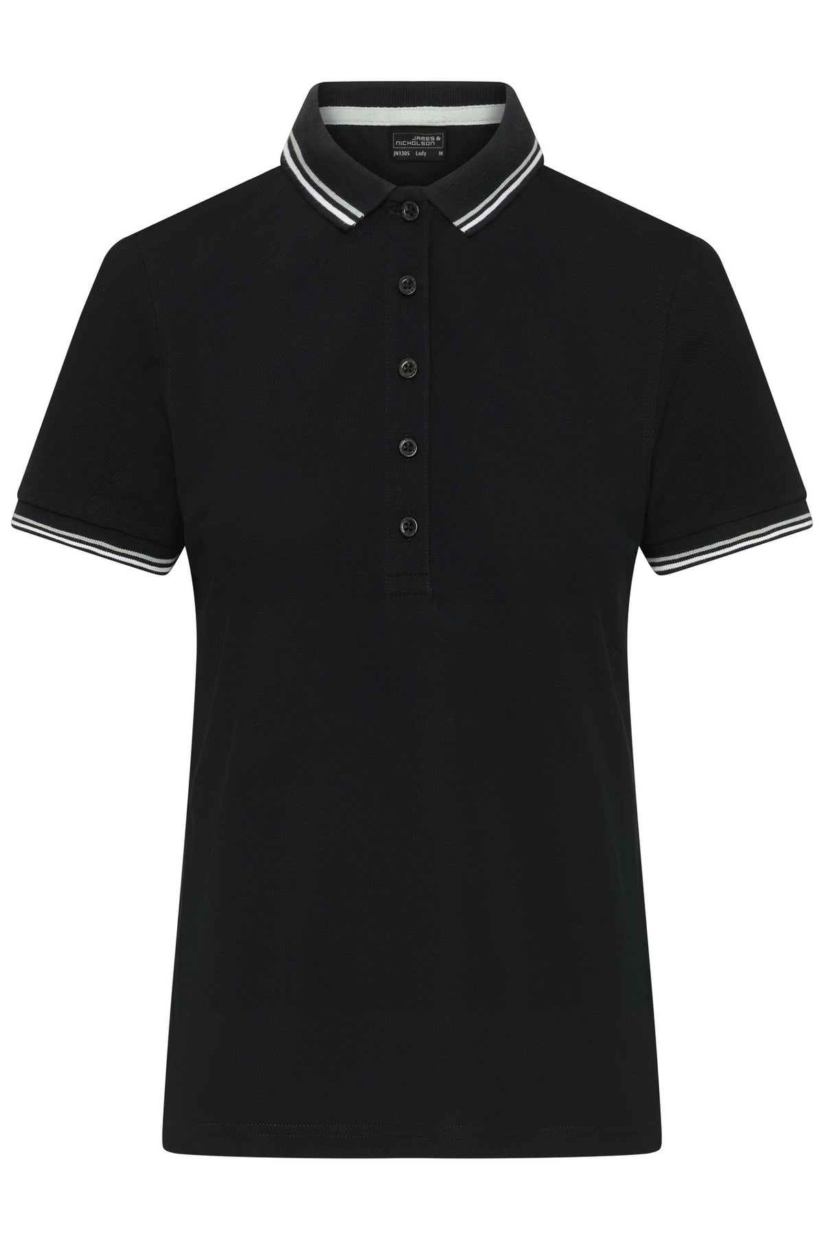Ladies Polo - Black/White/Grey