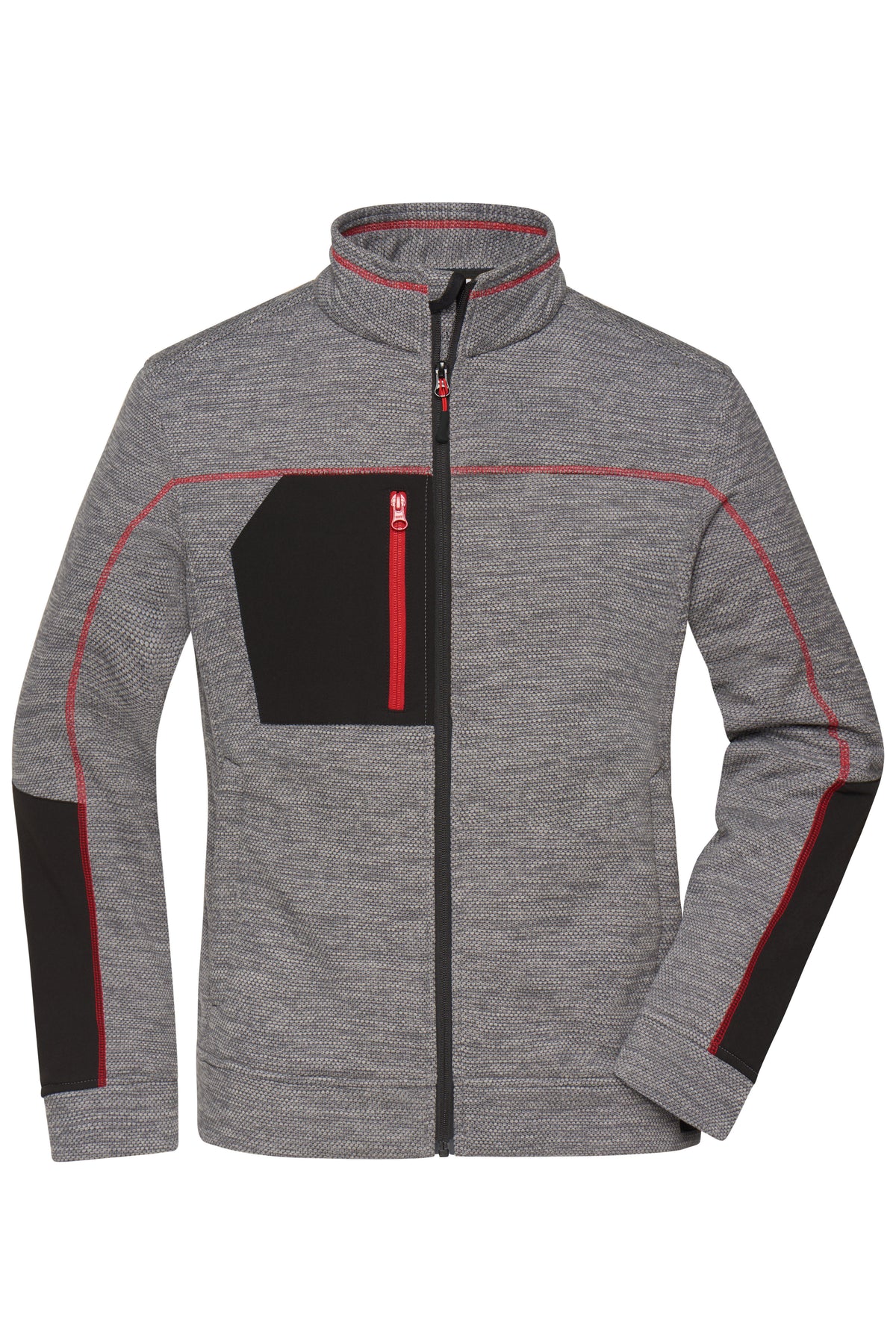 Ladies’ Structure Fleece Jacke - Carbon-melange/Black/Red