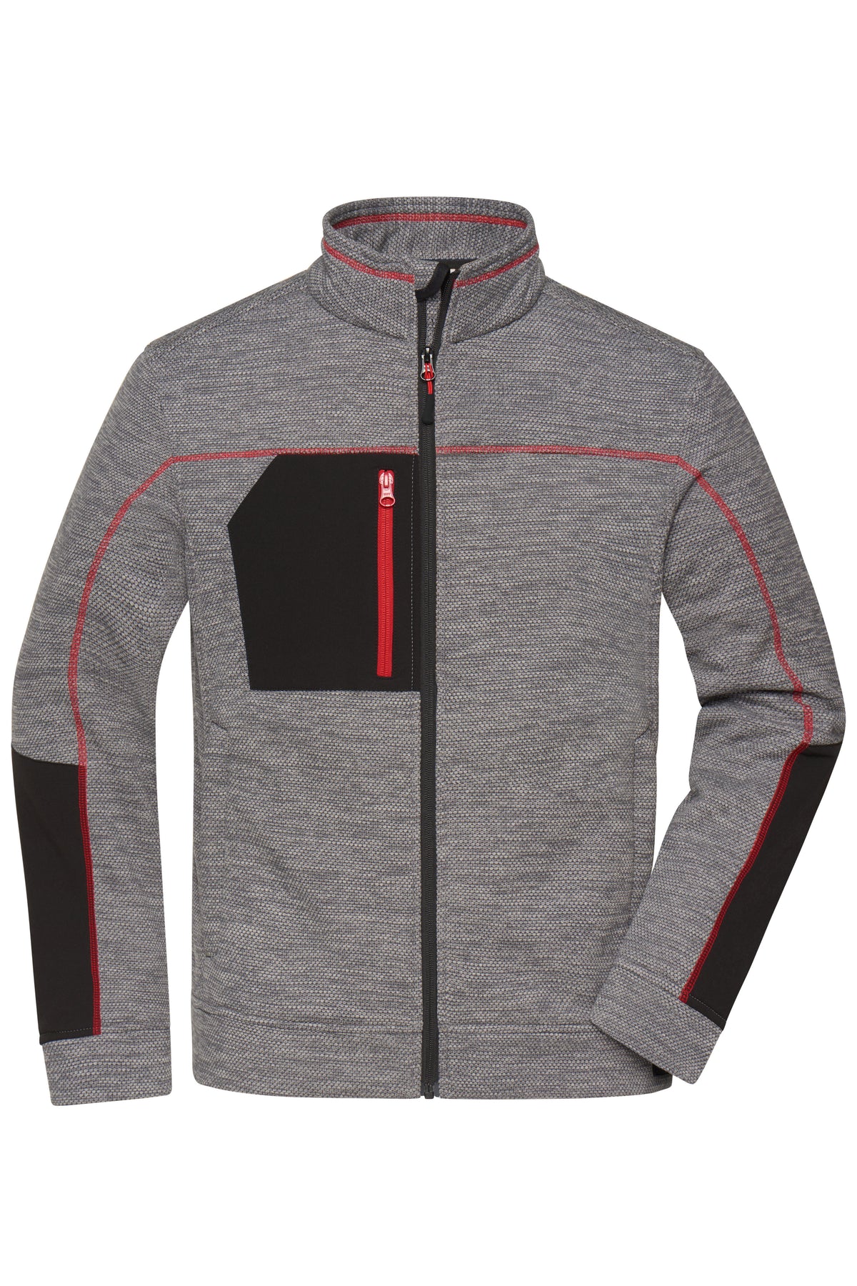 Men’s Structure Fleece Jacket - Carbon-melange/Black/Red