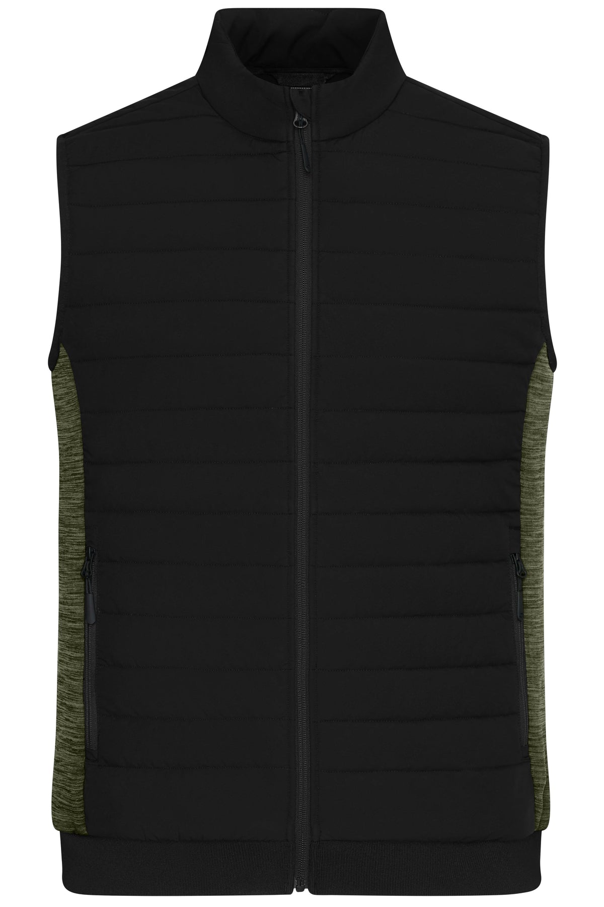Men’s Padded Hybrid Vest - Black/Olive-melange