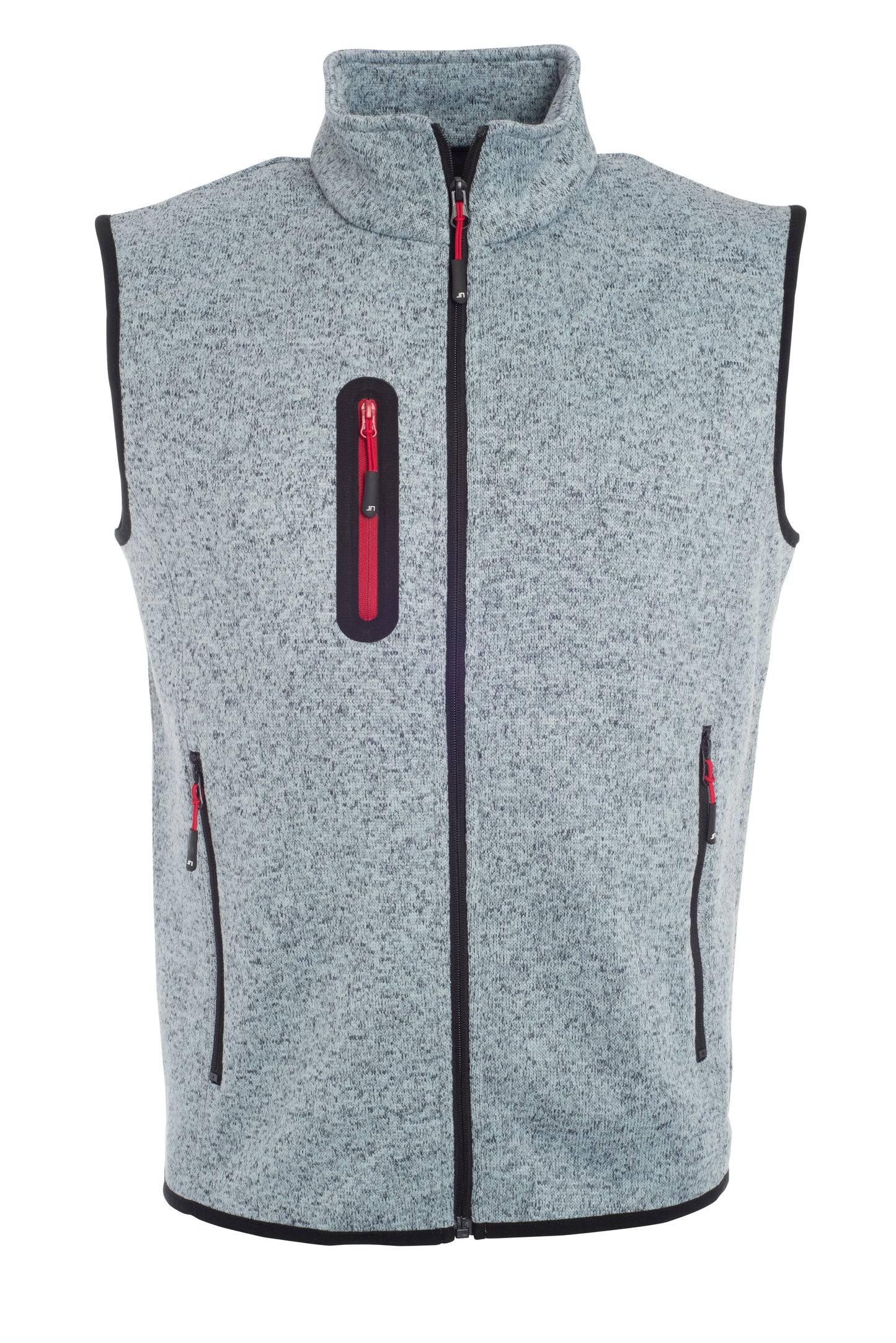 Men´s Knitted Fleece Vest - Light Grey Melange/Red