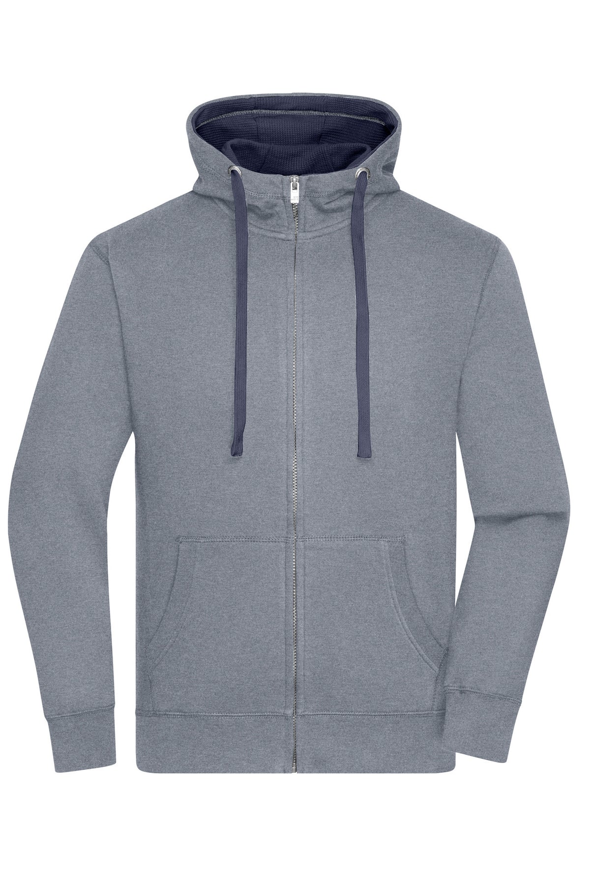 Men´s Lifestyle Zip-Hoody - Grey Melange/Navy