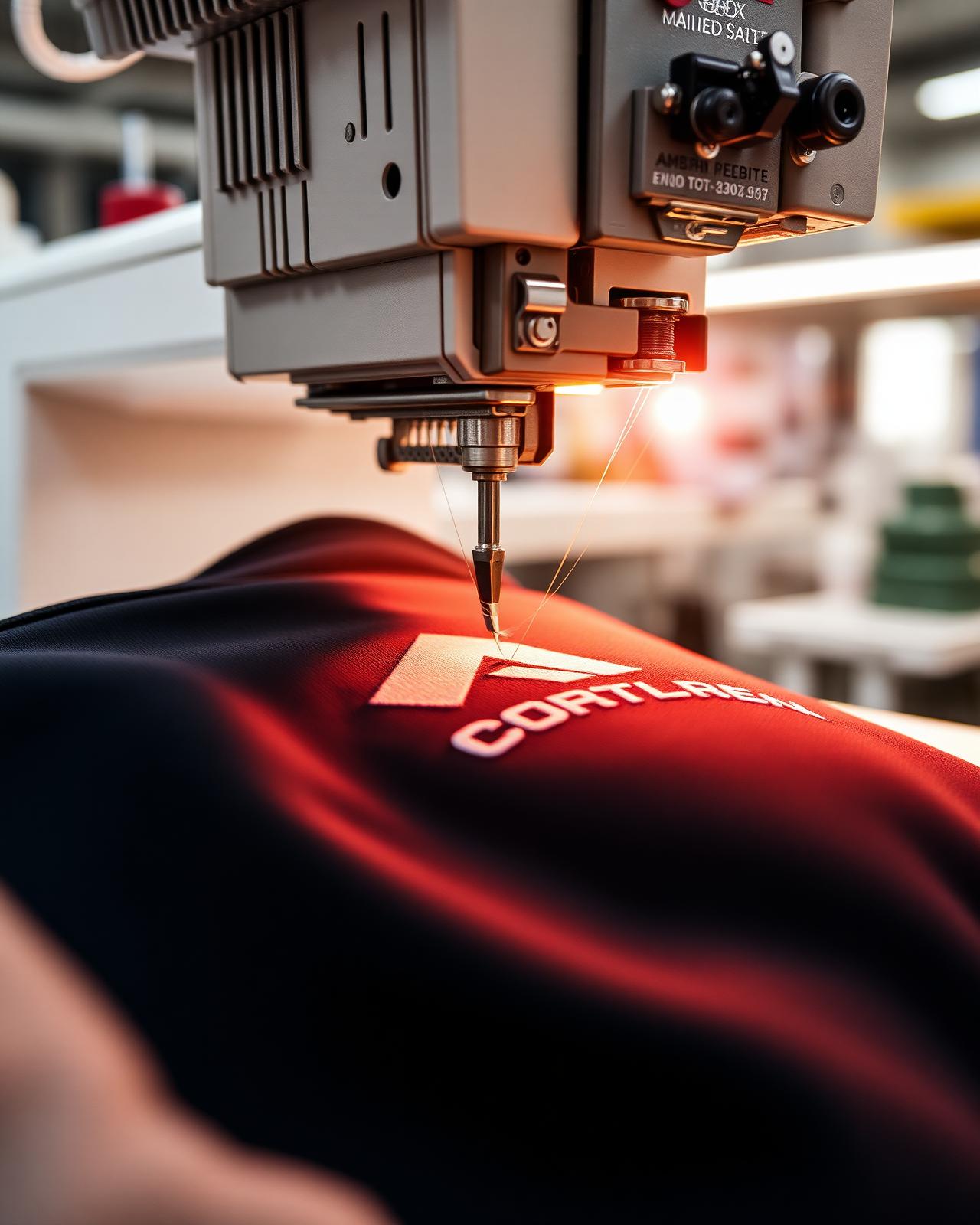 Broderimaskine syr logo på firmatøj