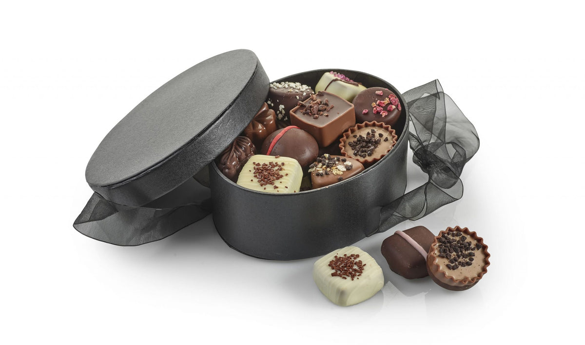Sort Hatteæske, Luksuschokolade 175 g.