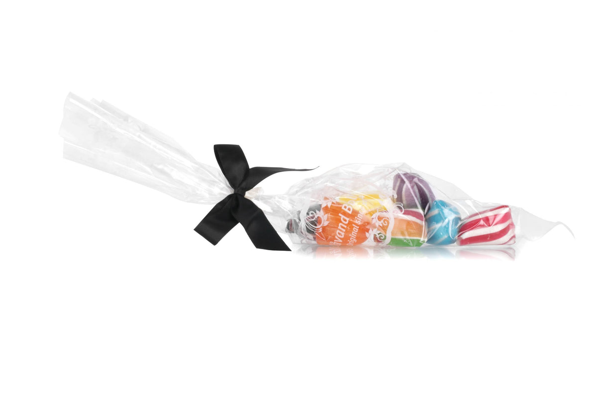 Spidspose m/sort silkesløjfe, Hold kæft bolcher, Zig Zag, 100 g.