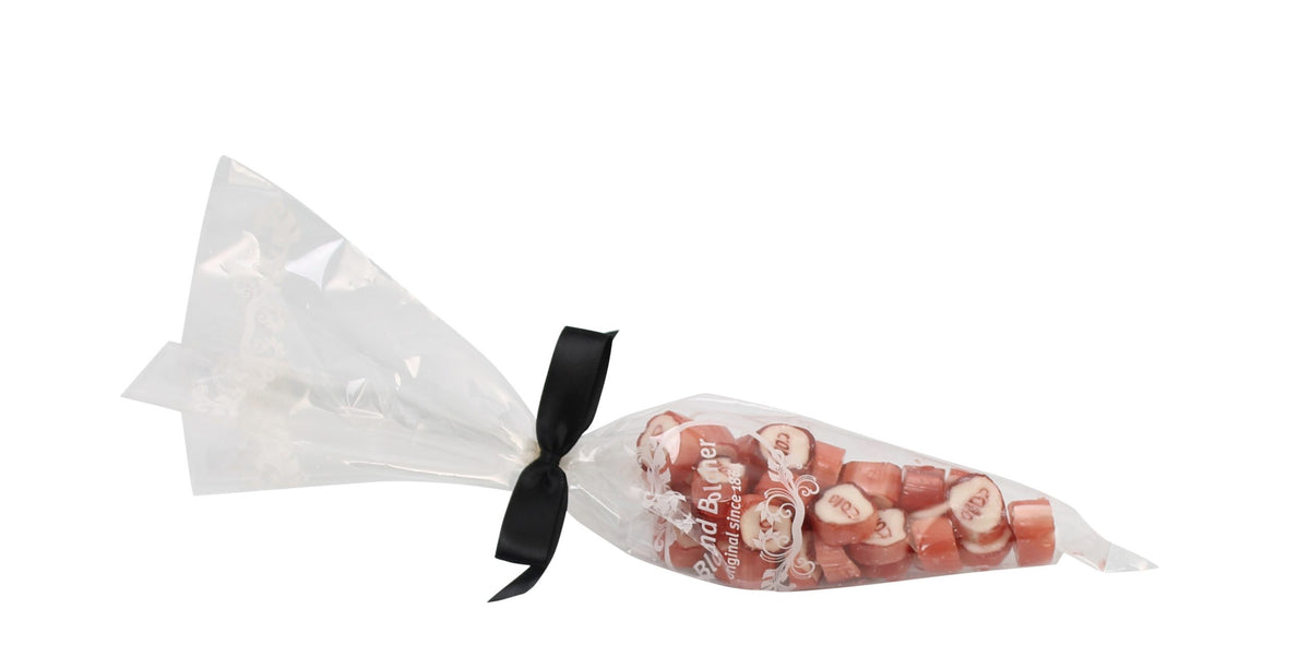 Spidspose m/sort silkesløjfe, Cola rox bolcher, 100 g.