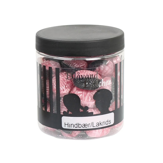 Blåvand Bolcher dåse, Hindbær & lakrids bolcher, 170 g.