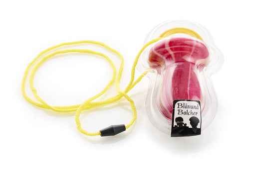 Sutter med hindbærsmag i individuel plastbeholder, 60 g.