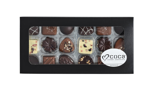 Sort rudeæske, 18 stk. Luksus chokolade, 180 g.
