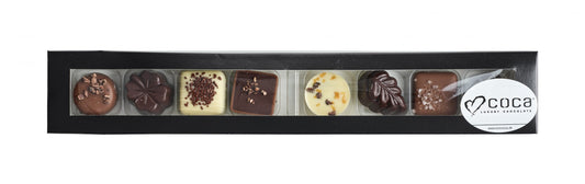 Sort aflang rudeæske, 8 stk. Dansk luksus chokolade, 80 g.