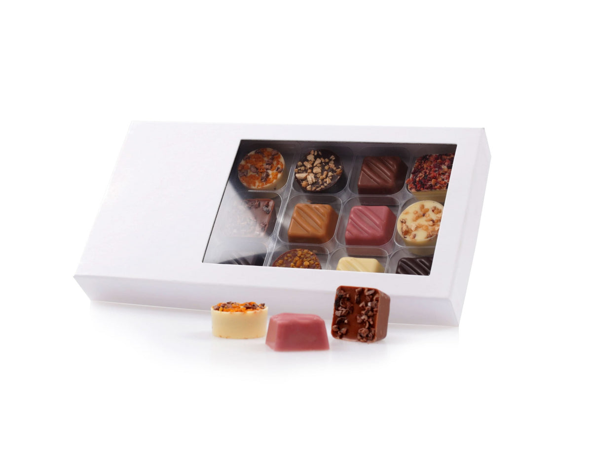 Hvid rudeæske Jarnes, 18 stk. Dansk luksus chokolade, 180 g.