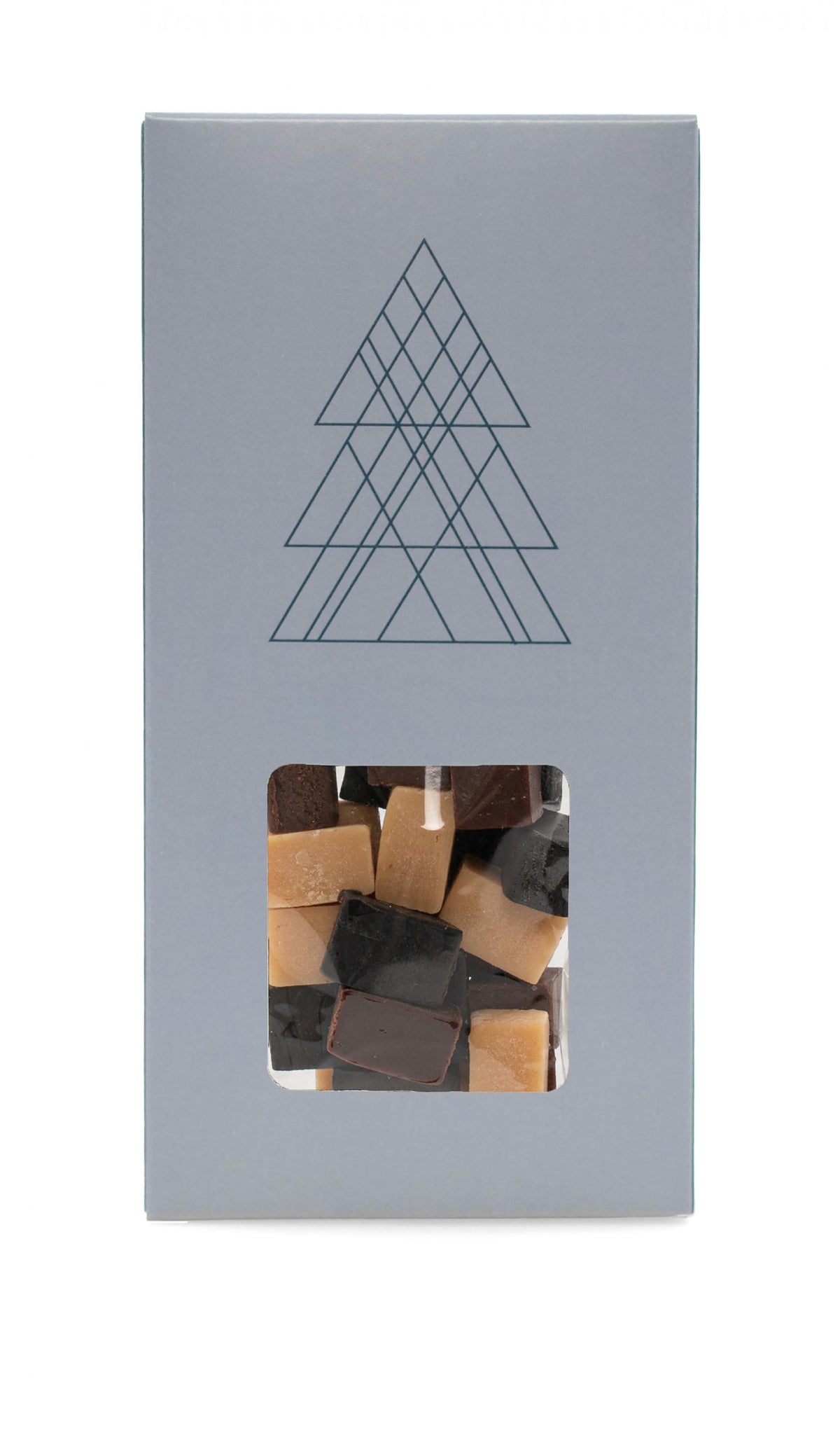 Juleæsker Blue Christmas Juletræ, Mixede Fudge, 90 g.