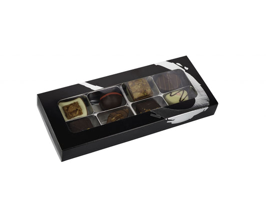 Silverheart sølv/sort æske, 8 stk. Luksus chokolade, 110 g.