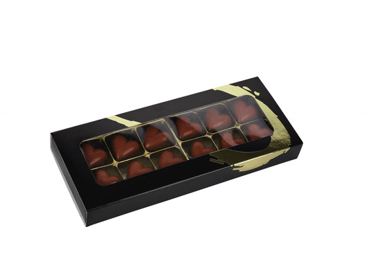 Silverheart rudeæske guld/sort, 12 stk. Sweethearts, 135 g.