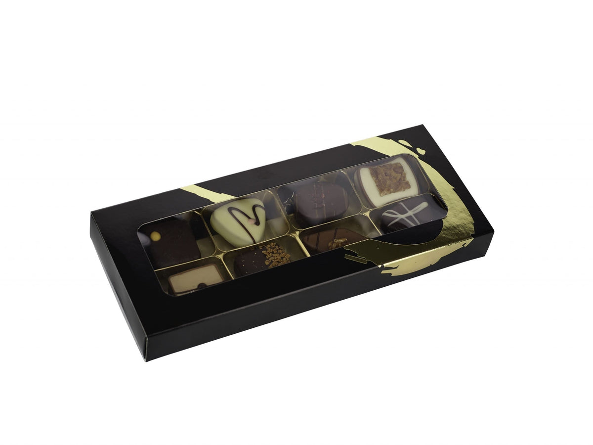 Silverheart rudeæske guld/sort, 8 stk. Luksus chokolade, 110 g.