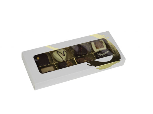 Silverheart rudeæske guld/hvid, 8 stk. Luksus chokolade, 110 g.