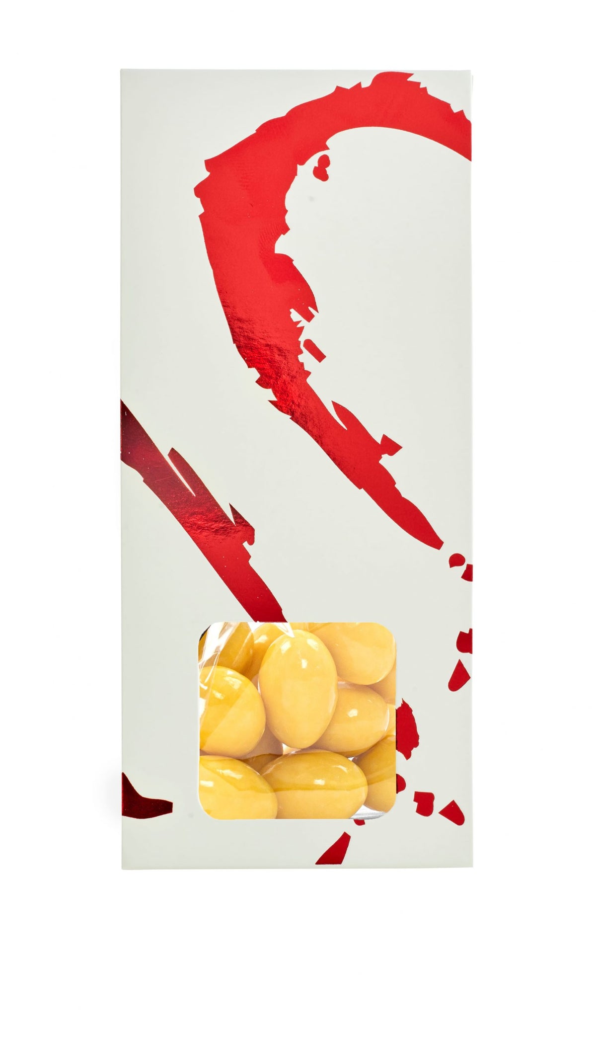 Silverheart hanger rød/hvid, Mandler m/passion chokolade, 90 g.