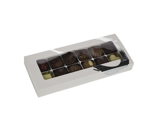 Silverheart rudeæske sølv/hvid, 12 stk. Luksus chokolade, 170 g.