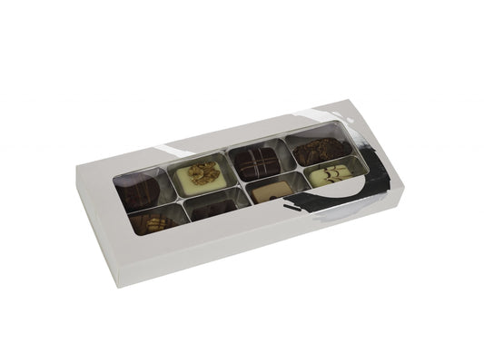 Silverheart rudeæske sølv/hvid, 8 stk. Luksus chokolade, 110 g.