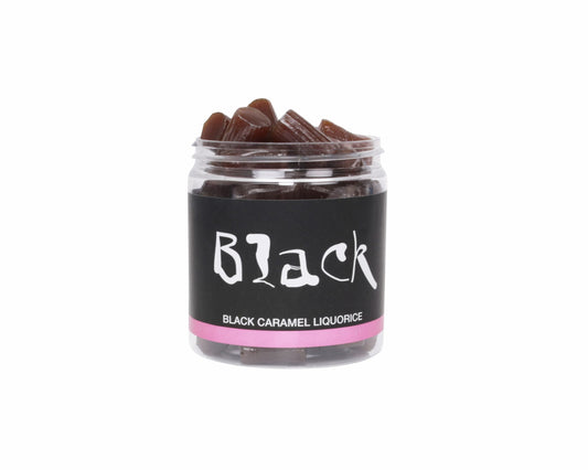 Black Liquorice dåse, Karamel lakrids, 170 g.