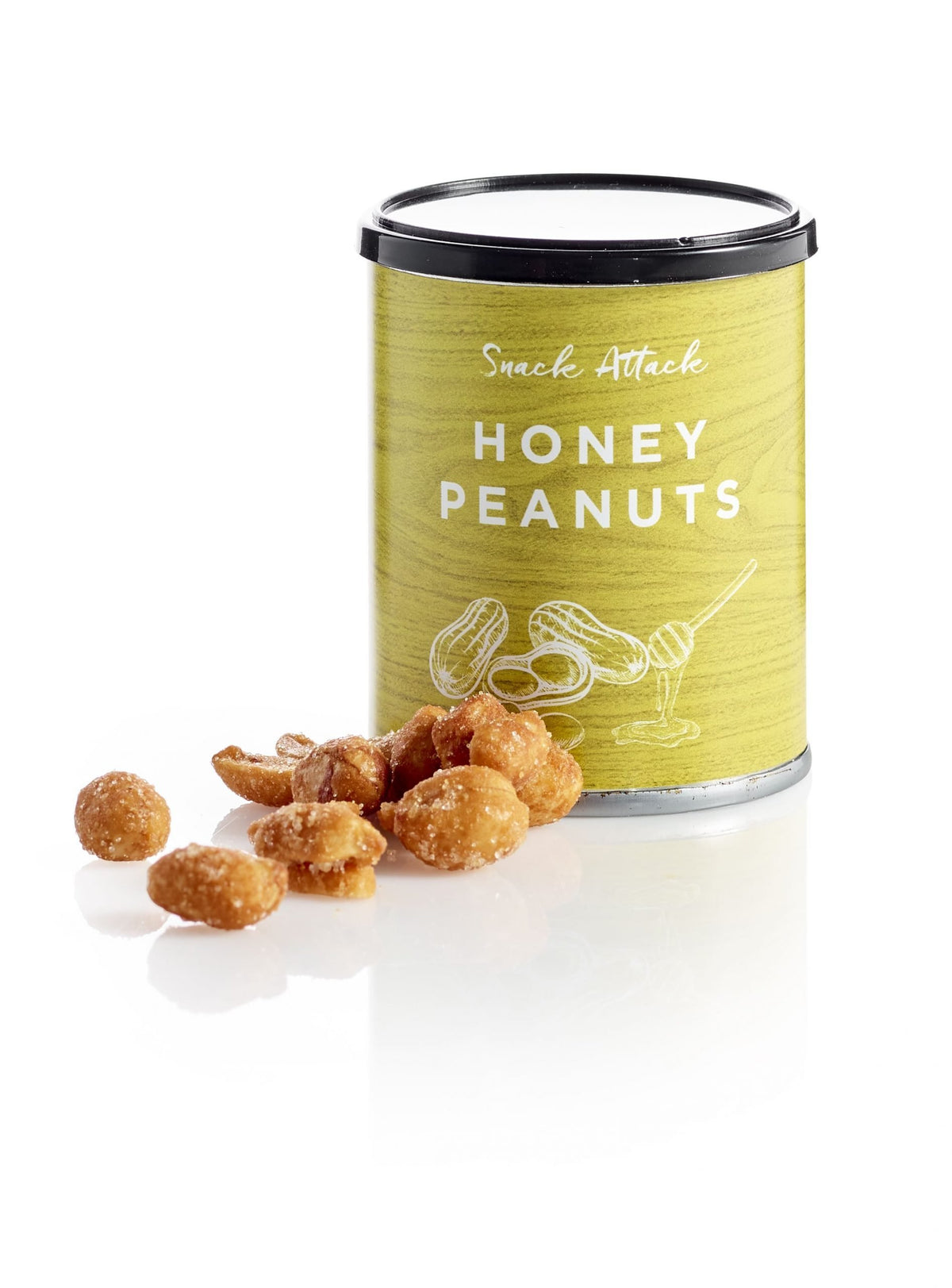 Snack Attack dåse, Peanuts med honning, 50 g.
