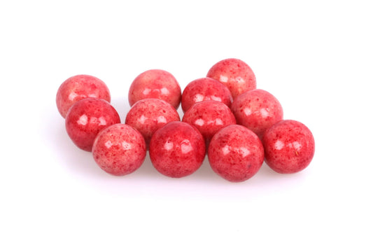 Bulk, Lakridskugler m/sød lakrids, hvid chokolade & hindbær, 1000 g.