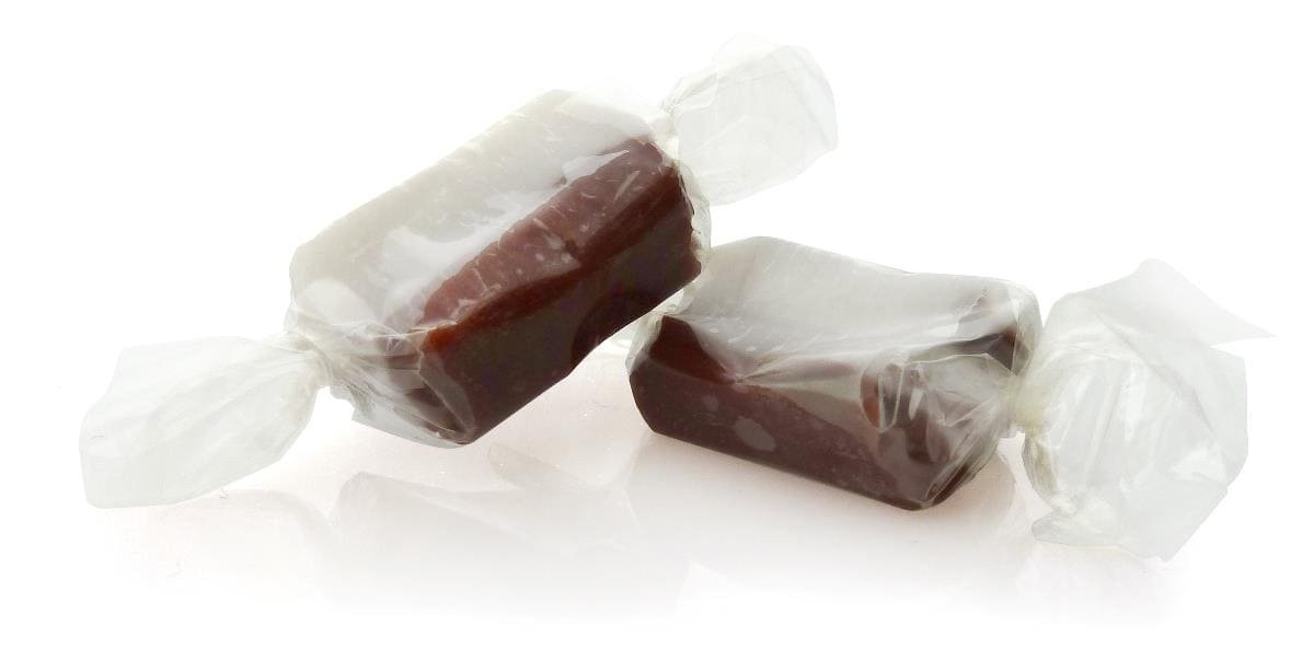 Bulk, Chokoladekaramel i klar folie, 1000 g.