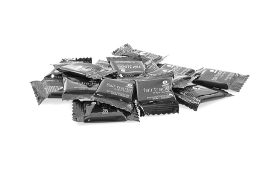 Oxfam, Økologisk kuvertchokolade, Mørk chokolade, 2000 g. (5 g pr. stk.)