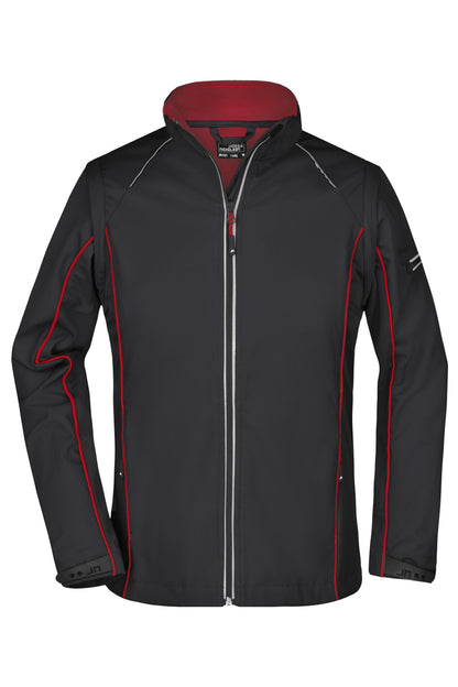 Ladies’ Zip-Off Softshell Jack - Black/Red