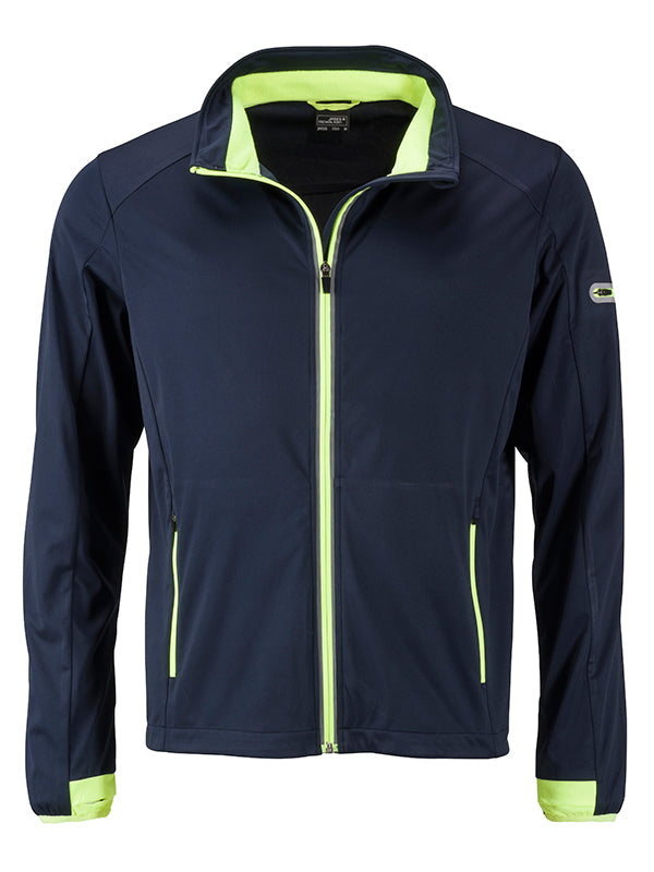 Men’s Sports Softshell Jacket - Navy/Bright-yellow