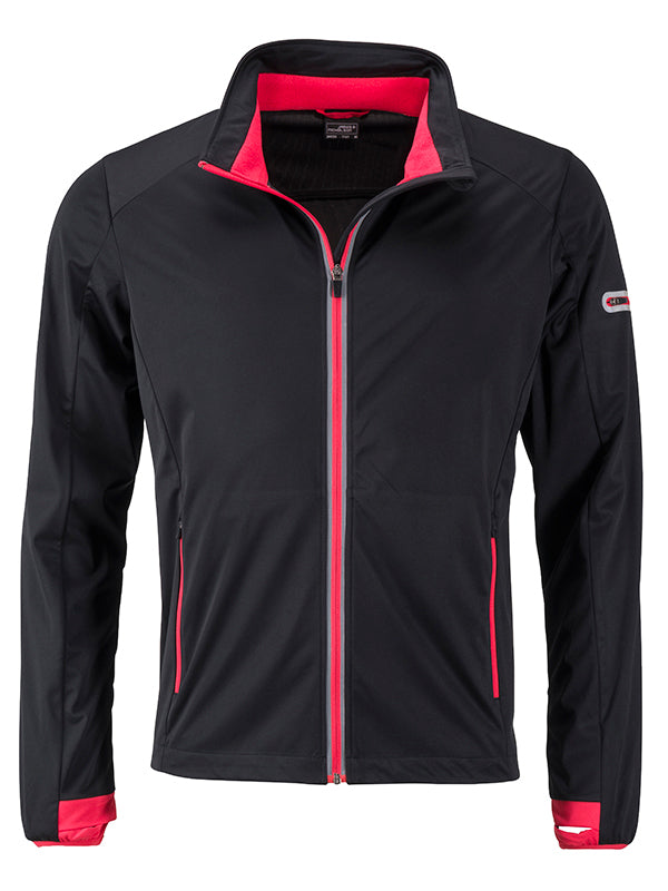 Men’s Sports Softshell Jacket - Black/Light-red