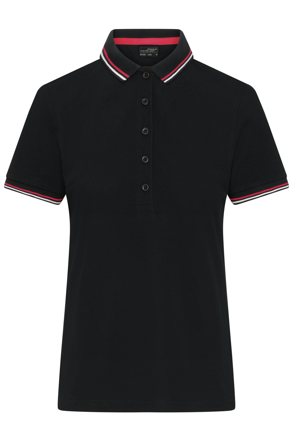 Ladies Polo - Black/White/Red