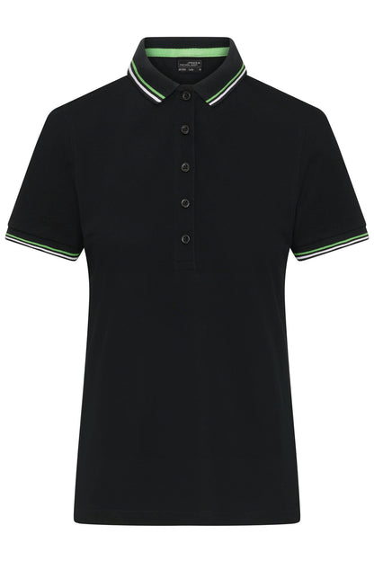 Ladies Polo - Black/White/Limegreen