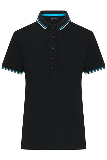 Ladies Polo - Black/White/Turquoise