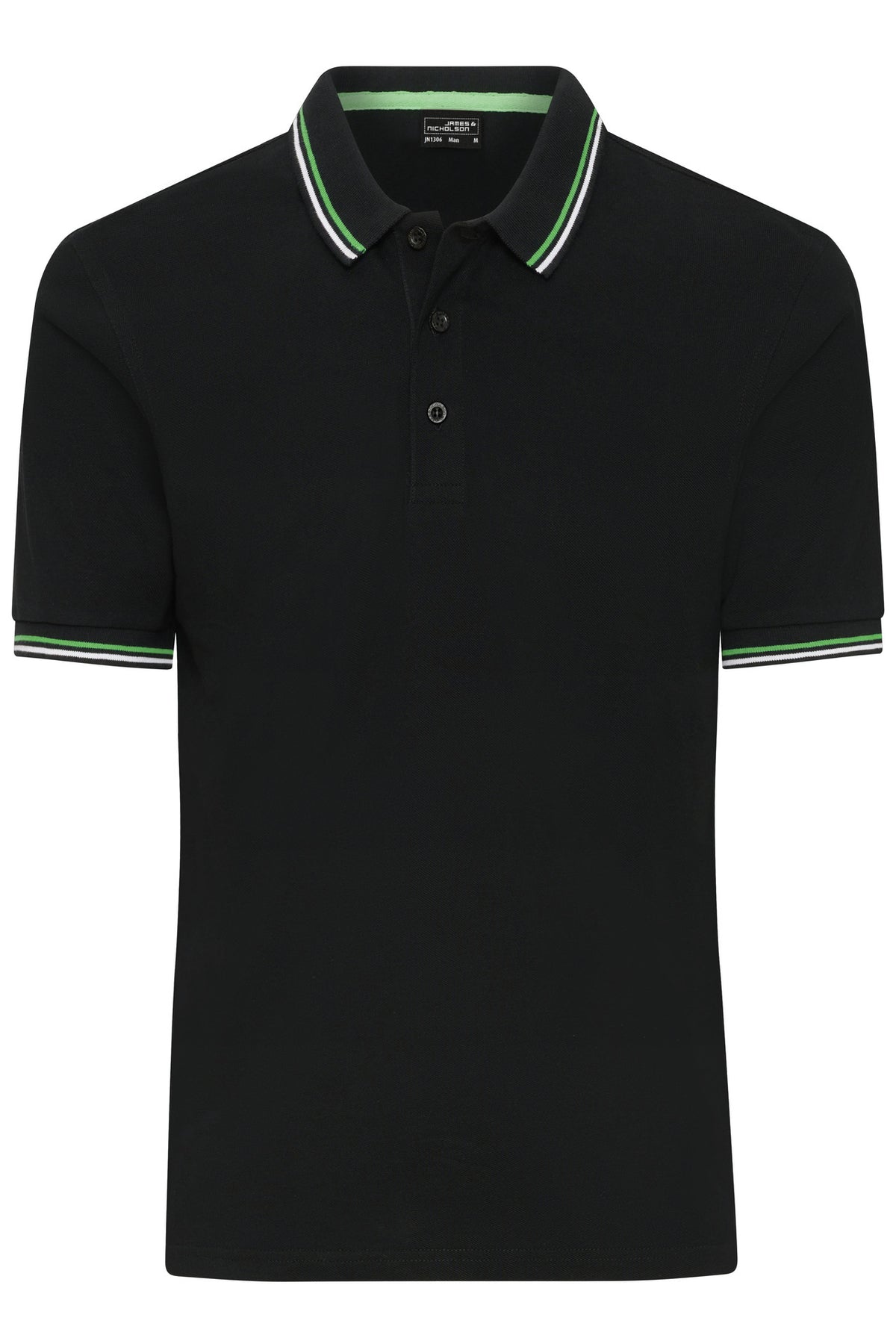 Men s Polo - Black/White/Limegreen