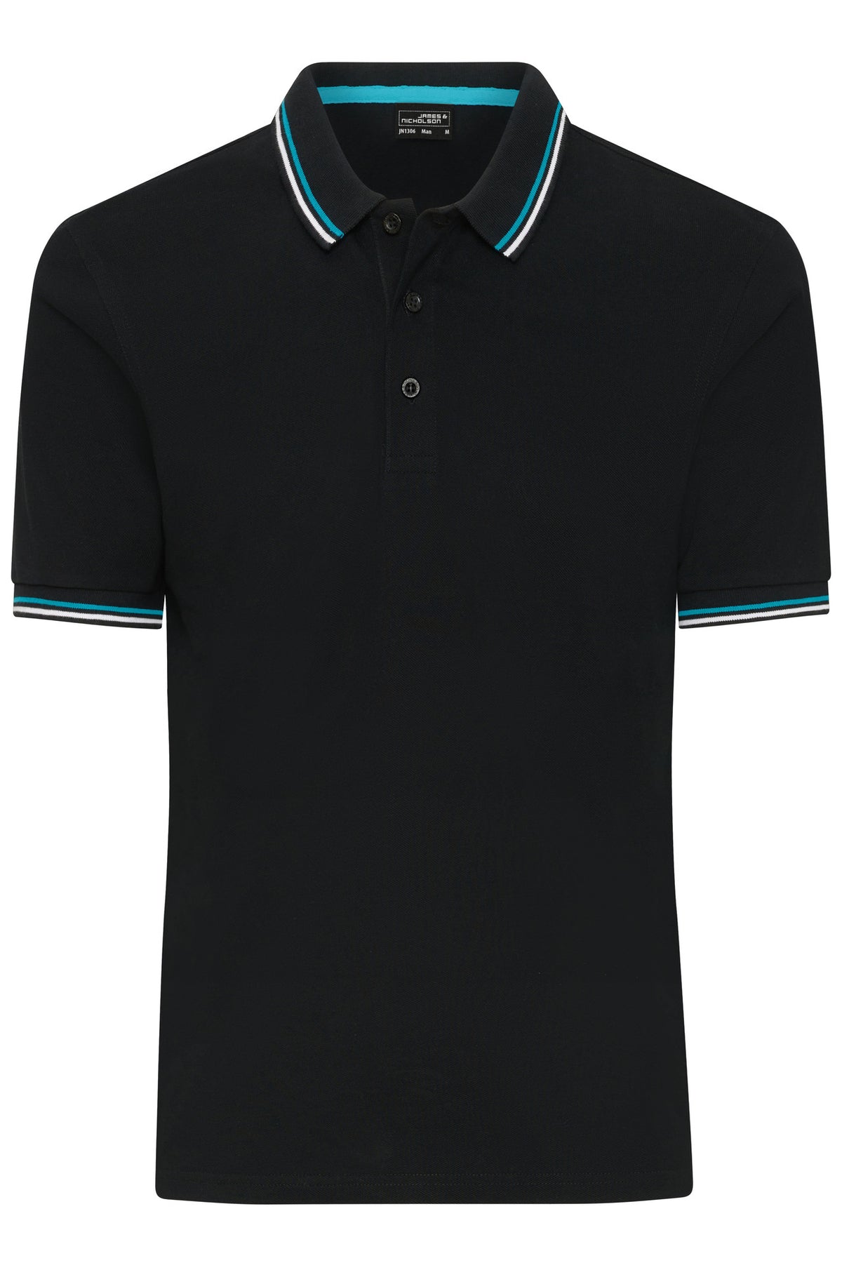 Men s Polo - Black/White/Turquoise