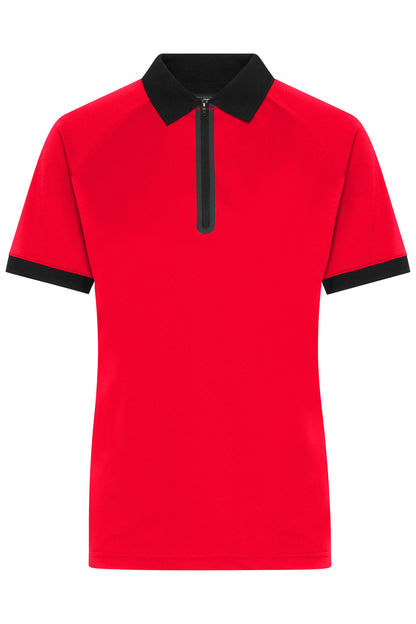 Ladies Zip-Polo - Light-red/Black