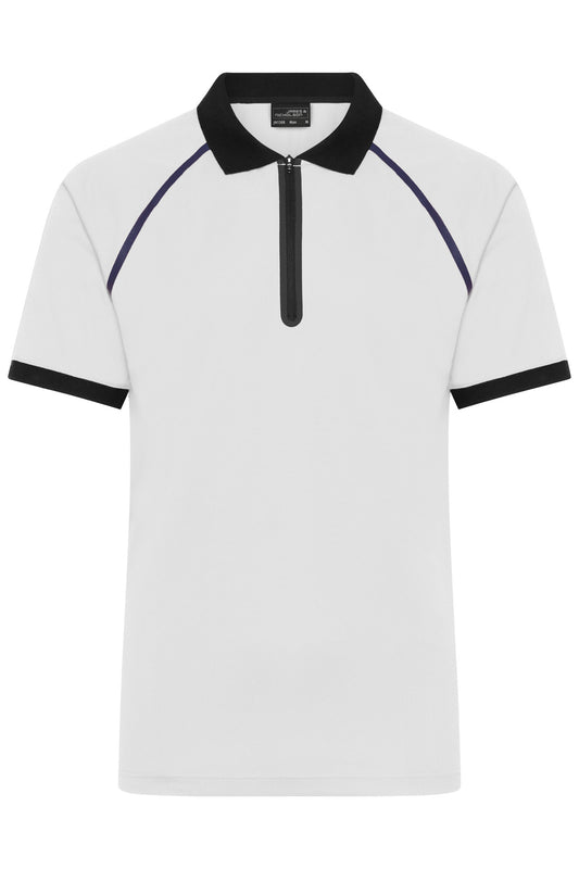 Men´s Zip-Polo - White/Black