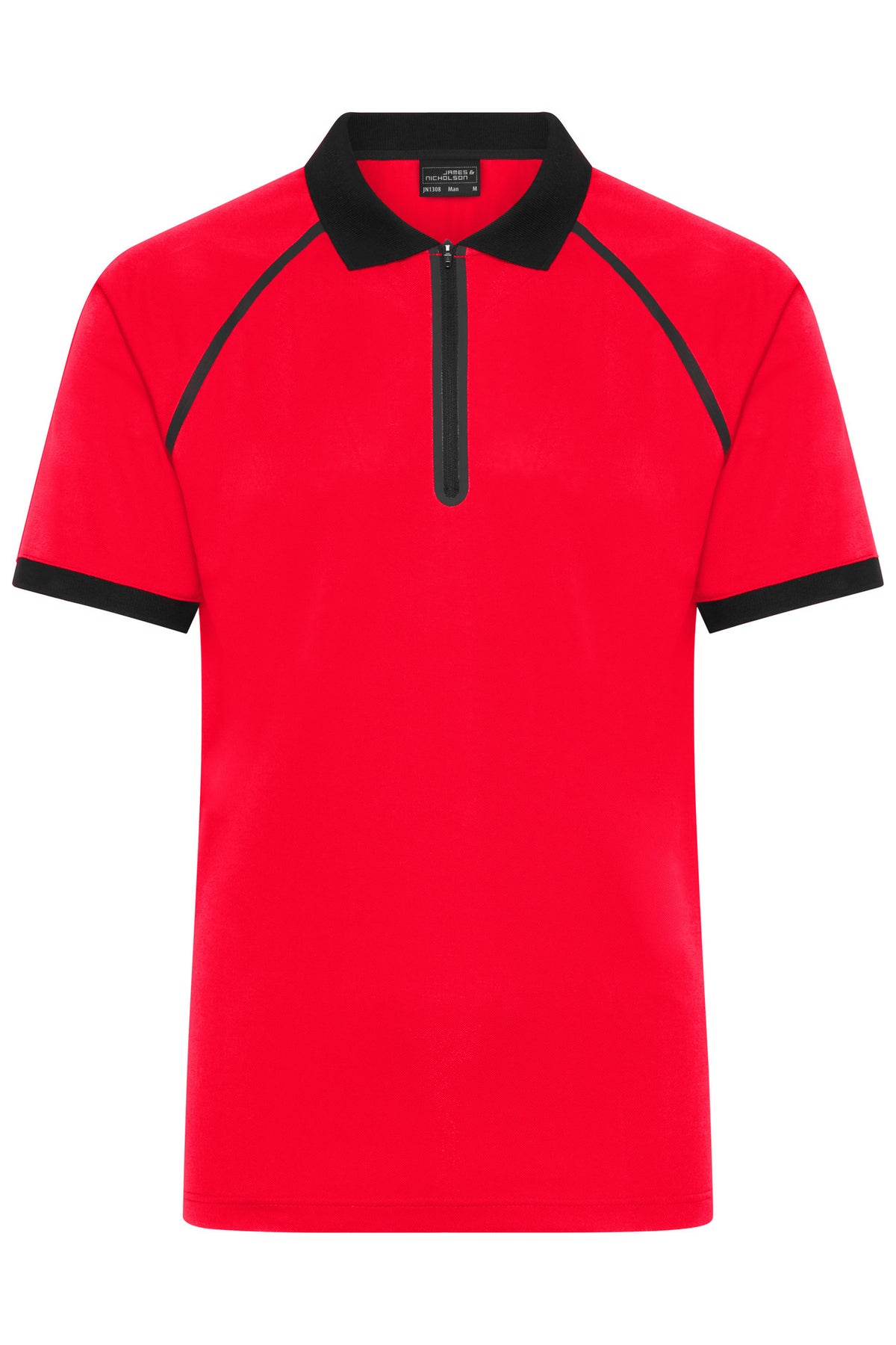 Men´s Zip-Polo - Light-red/Black