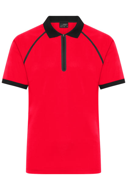 Men´s Zip-Polo - Light-red/Black