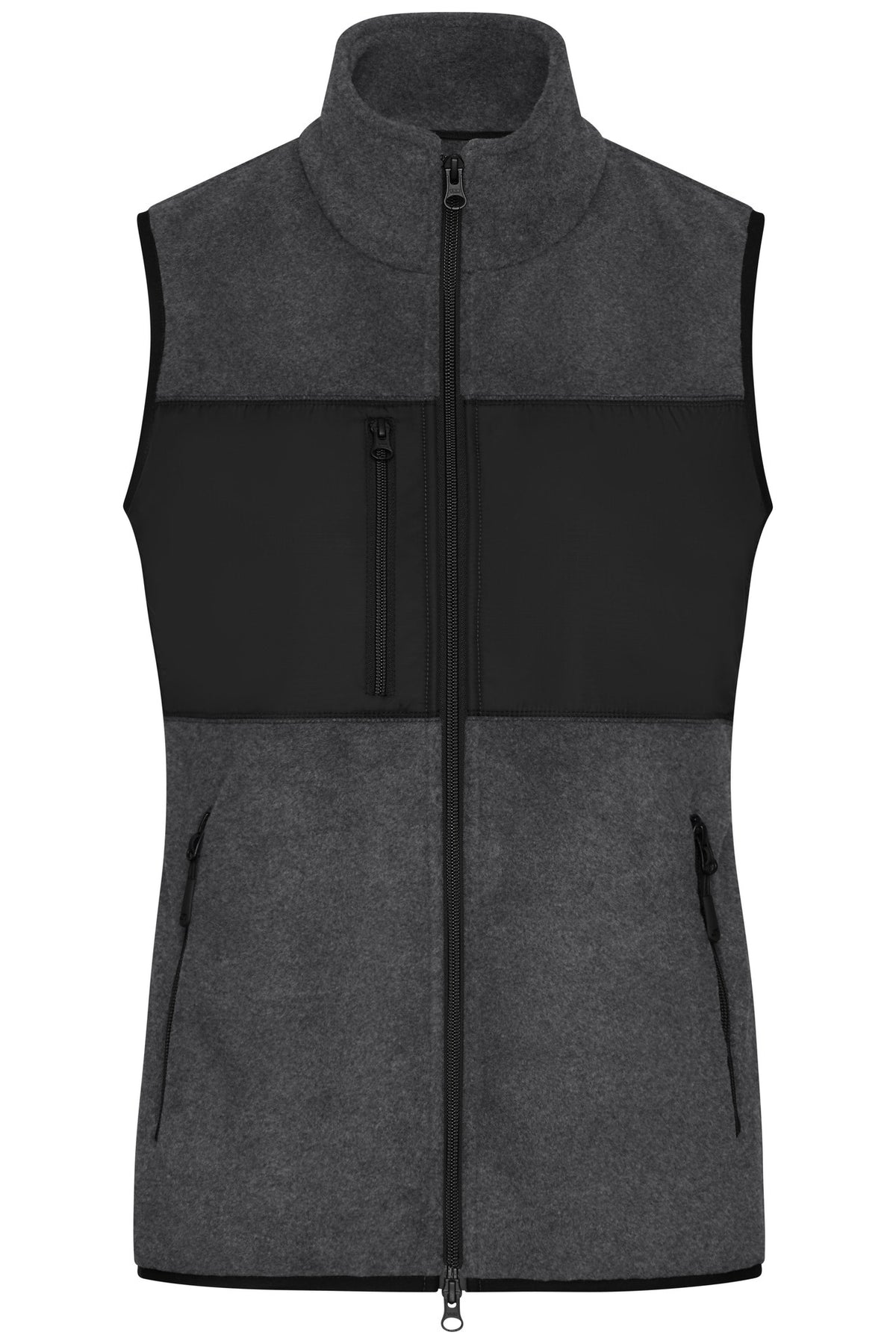 Ladies Fleece Vest - Dark-melange/Black