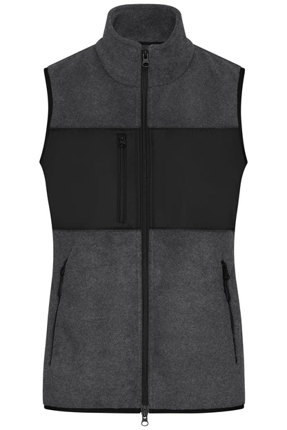 Ladies Fleece Vest - Dark-melange/Black